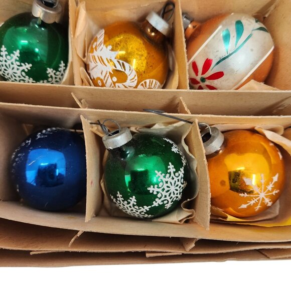 Vintage Santa Land Mercury Glass Ornaments Hand Blown Christmas Poland Box of 9 - Picture 9 of 10